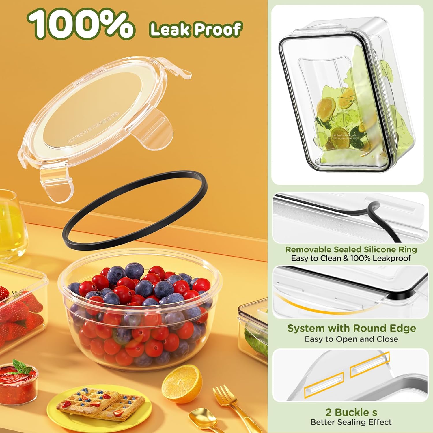 JSCARES 40 PCS Food Storage Containers with Lids Airtight (20 Lids &20 Containers) - Leakproof Meal-Prep Containers for Kitchen Storage Reusable Plastic Microwave/Dishwasher Safe with Labels & Pen | BPA Free Leakproof Meal-Prep Containers for Kitchen Storage Organization Reusable Plastic Microwave/Dishwasher Safe - Image 3