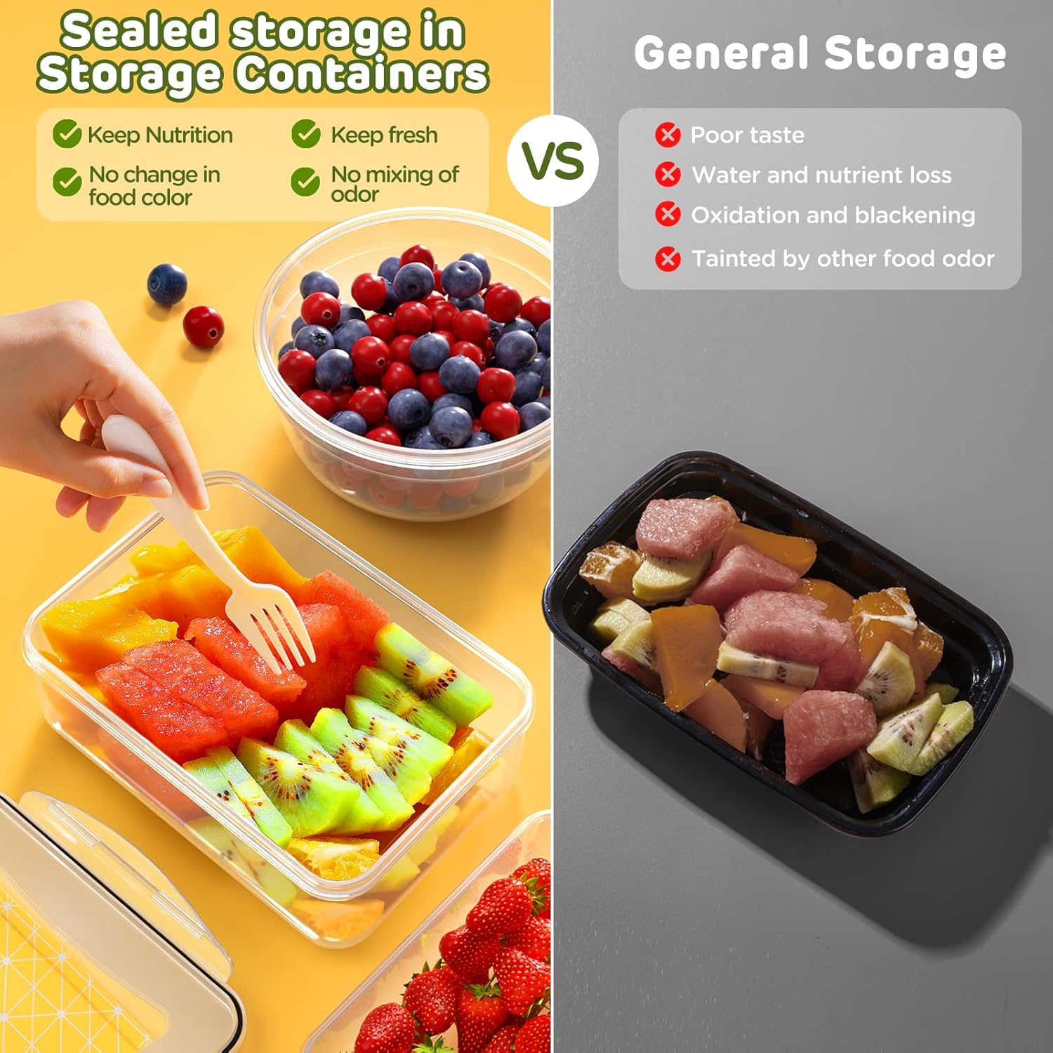 JSCARES 40 PCS Food Storage Containers with Lids Airtight (20 Lids &20 Containers) - Leakproof Meal-Prep Containers for Kitchen Storage Reusable Plastic Microwave/Dishwasher Safe with Labels & Pen | BPA Free Leakproof Meal-Prep Containers for Kitchen Storage Organization Reusable Plastic Microwave/Dishwasher Safe - Image 5