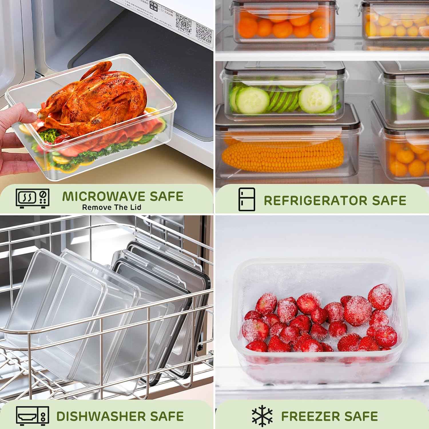 JSCARES 40 PCS Food Storage Containers with Lids Airtight (20 Lids &20 Containers) - Leakproof Meal-Prep Containers for Kitchen Storage Reusable Plastic Microwave/Dishwasher Safe with Labels & Pen | BPA Free Leakproof Meal-Prep Containers for Kitchen Storage Organization Reusable Plastic Microwave/Dishwasher Safe - Image 6